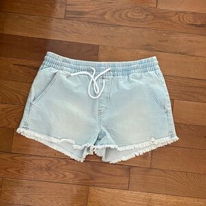 Celebrity Pink Light Blue Frayed Jean Shorts
